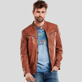 Finley Brown Biker Leather Jacket