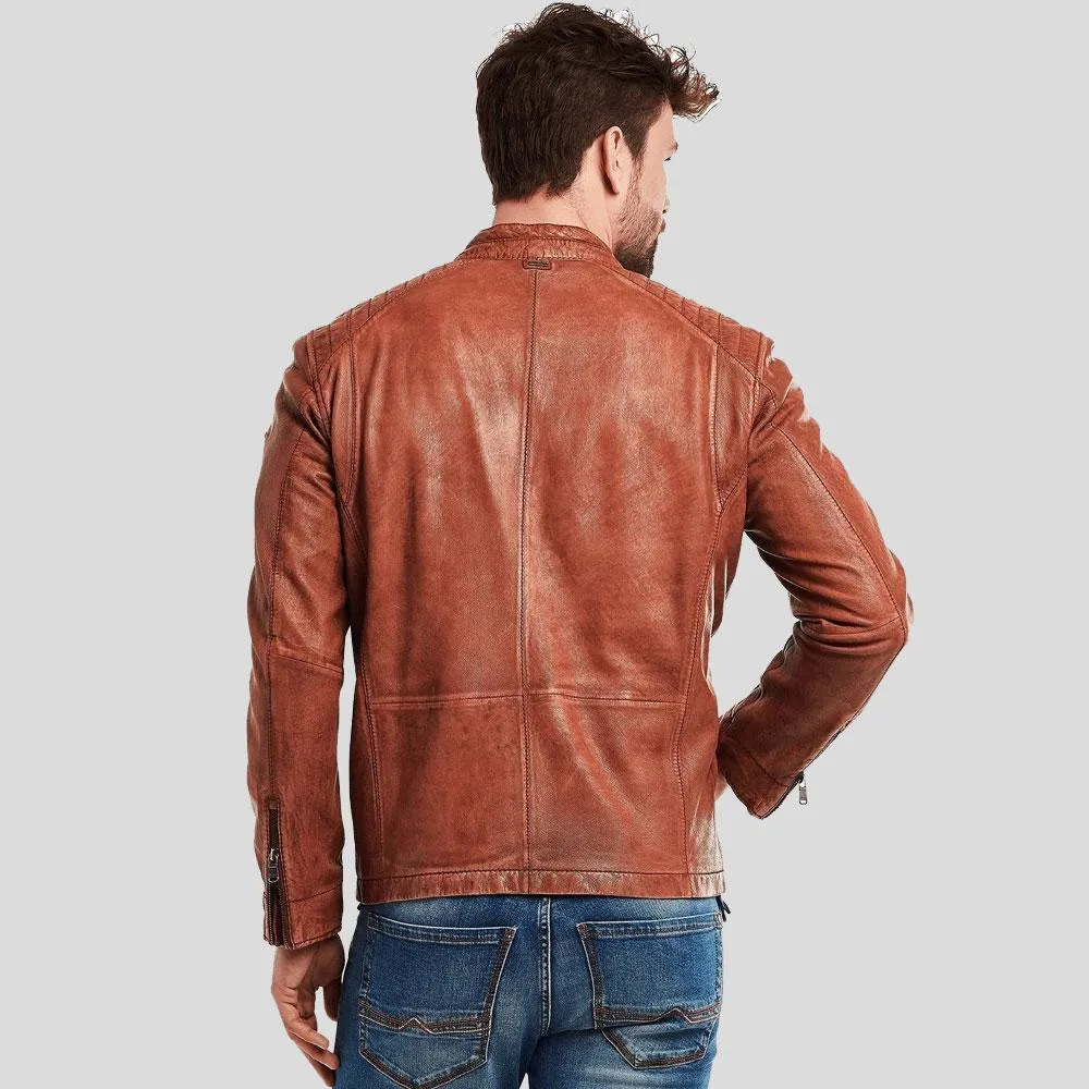 Finley Brown Biker Leather Jacket