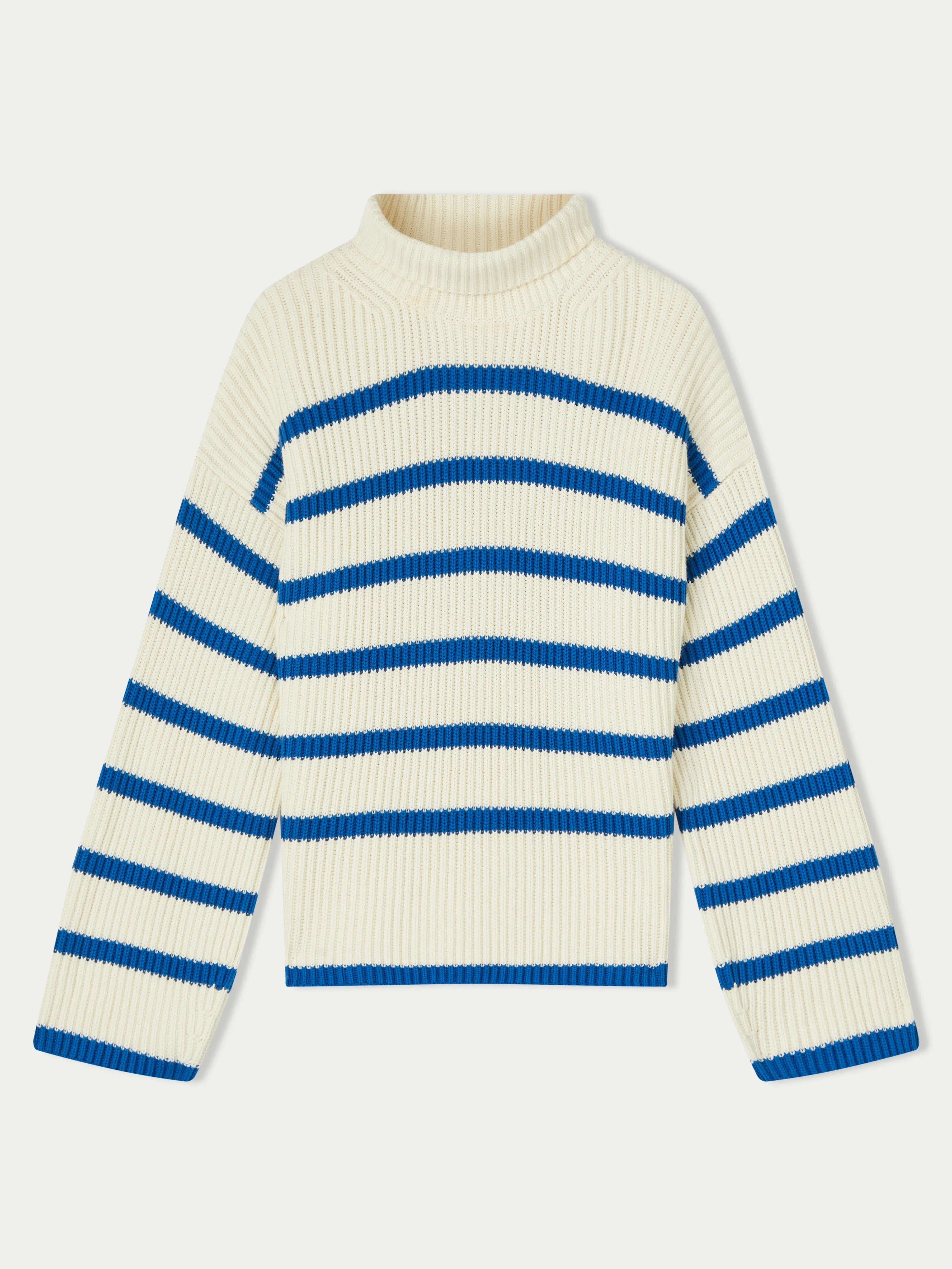 Fishermans Rib Stripe Jumper | Blue