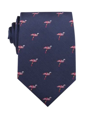 Flamingo Tie - Navy Blue with Pink