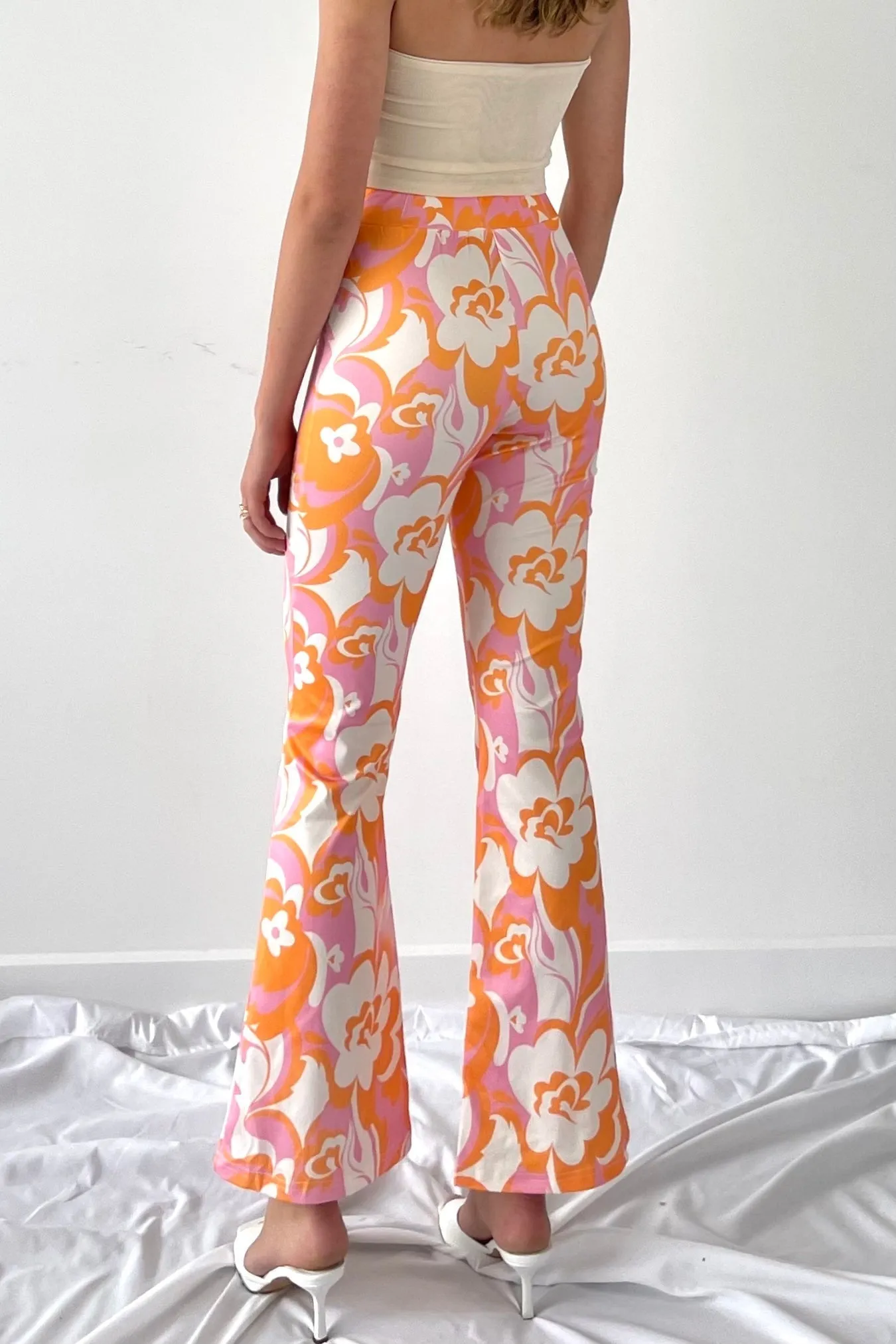 Floral pattern flare trouser