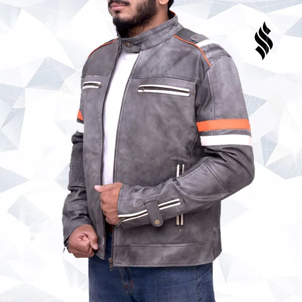 Fossil Grey Retro Biker Jacket