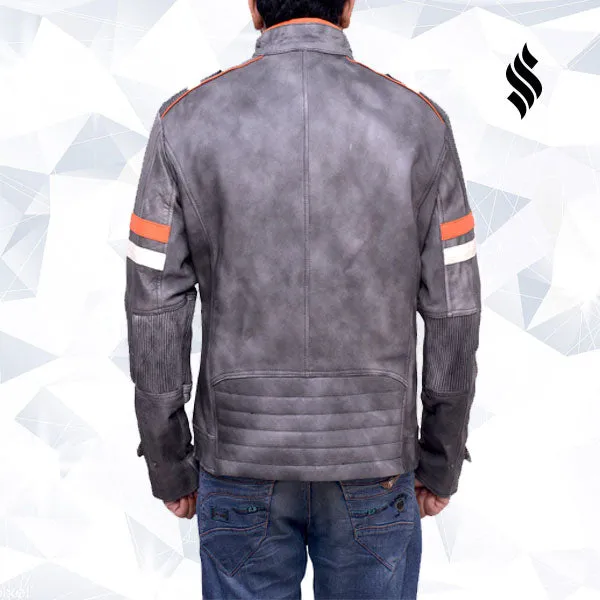 Fossil Grey Retro Biker Jacket