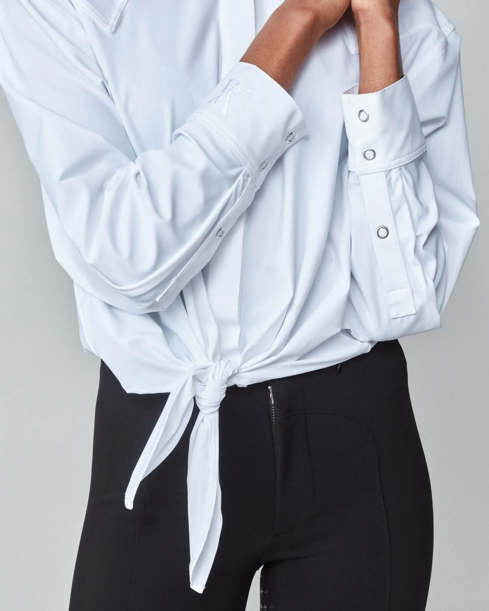 Front Tie Riding Shirt White