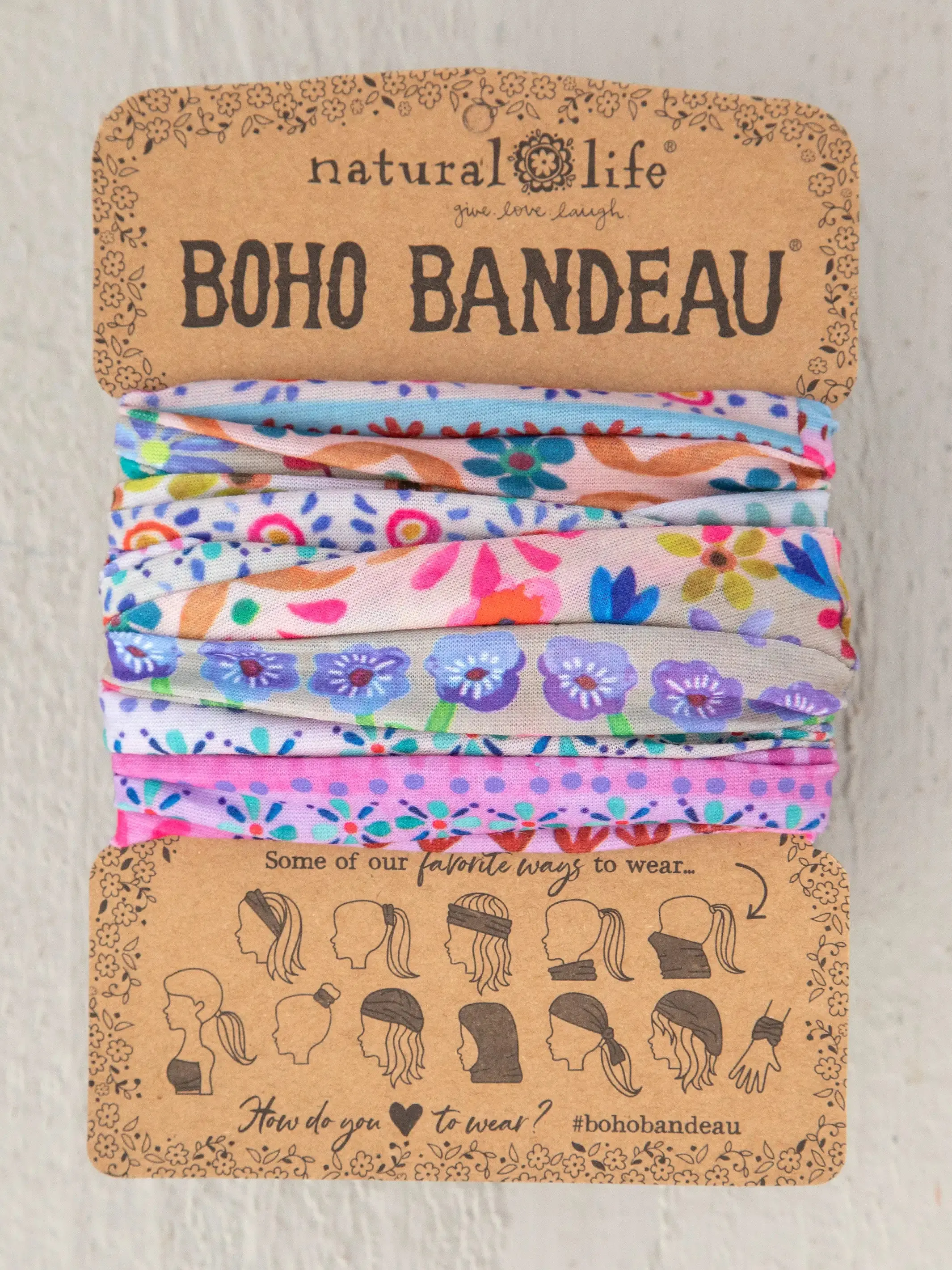 Full Boho Bandeau® Headband - Cream Border