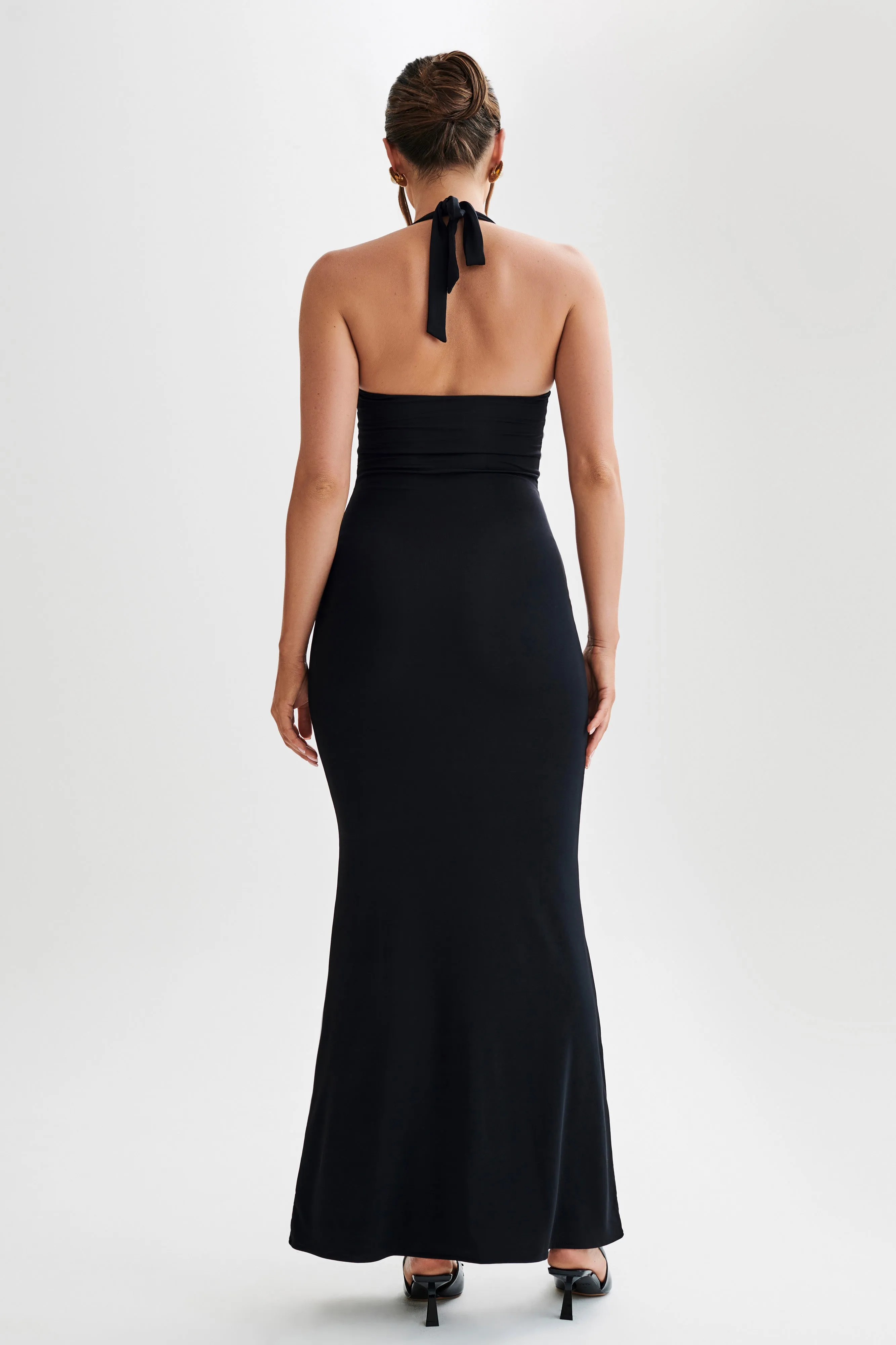 Ginevra Slinky Halter Maxi Dress - Black