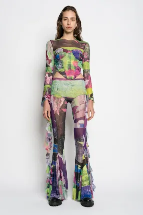 GRAFFITI PRINT MESH TROUSERS