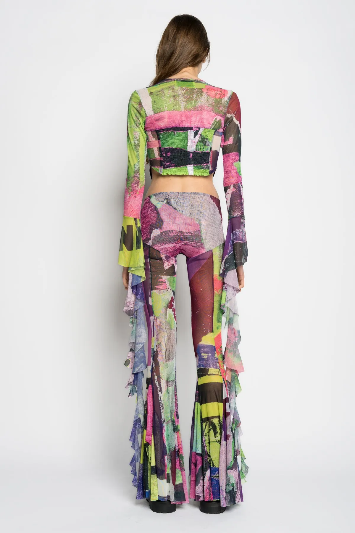 GRAFFITI PRINT MESH TROUSERS