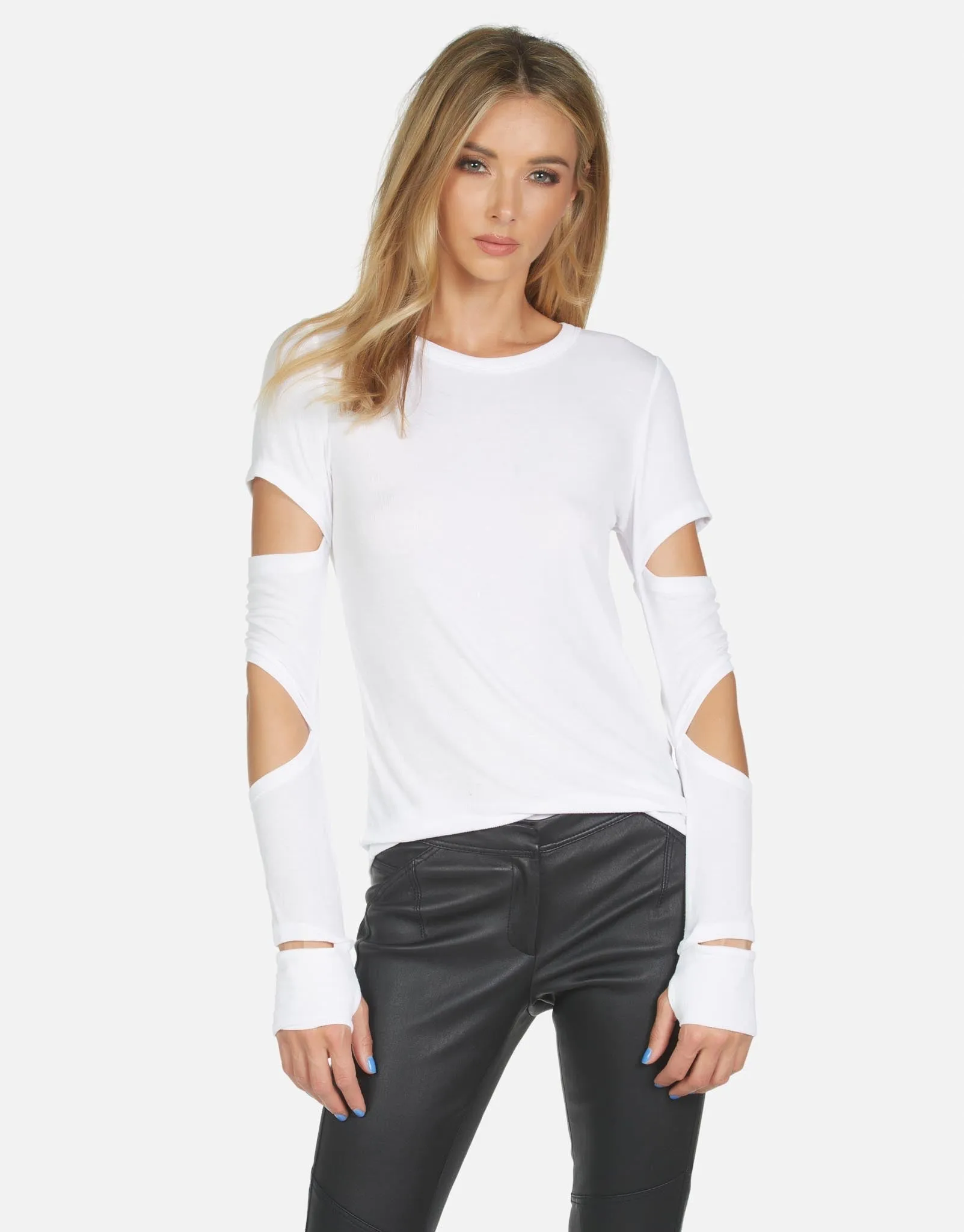 Granger Slit Sleeve Tee White