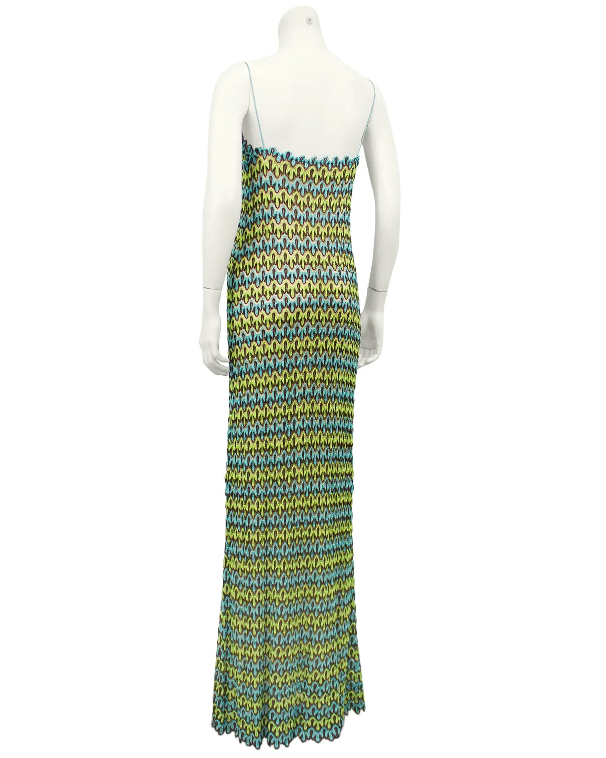 Green and Blue Crochet Maxi Dress