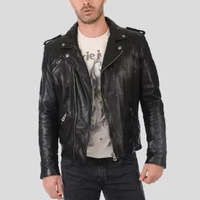 Gregor Black Biker Leather Jacket