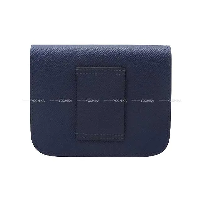 HERMES Bi-fold wallet Constance Slim Bleu navy(7U) Veau Epsom Silver HW Stamp B[BRAND NEW][Authentic]