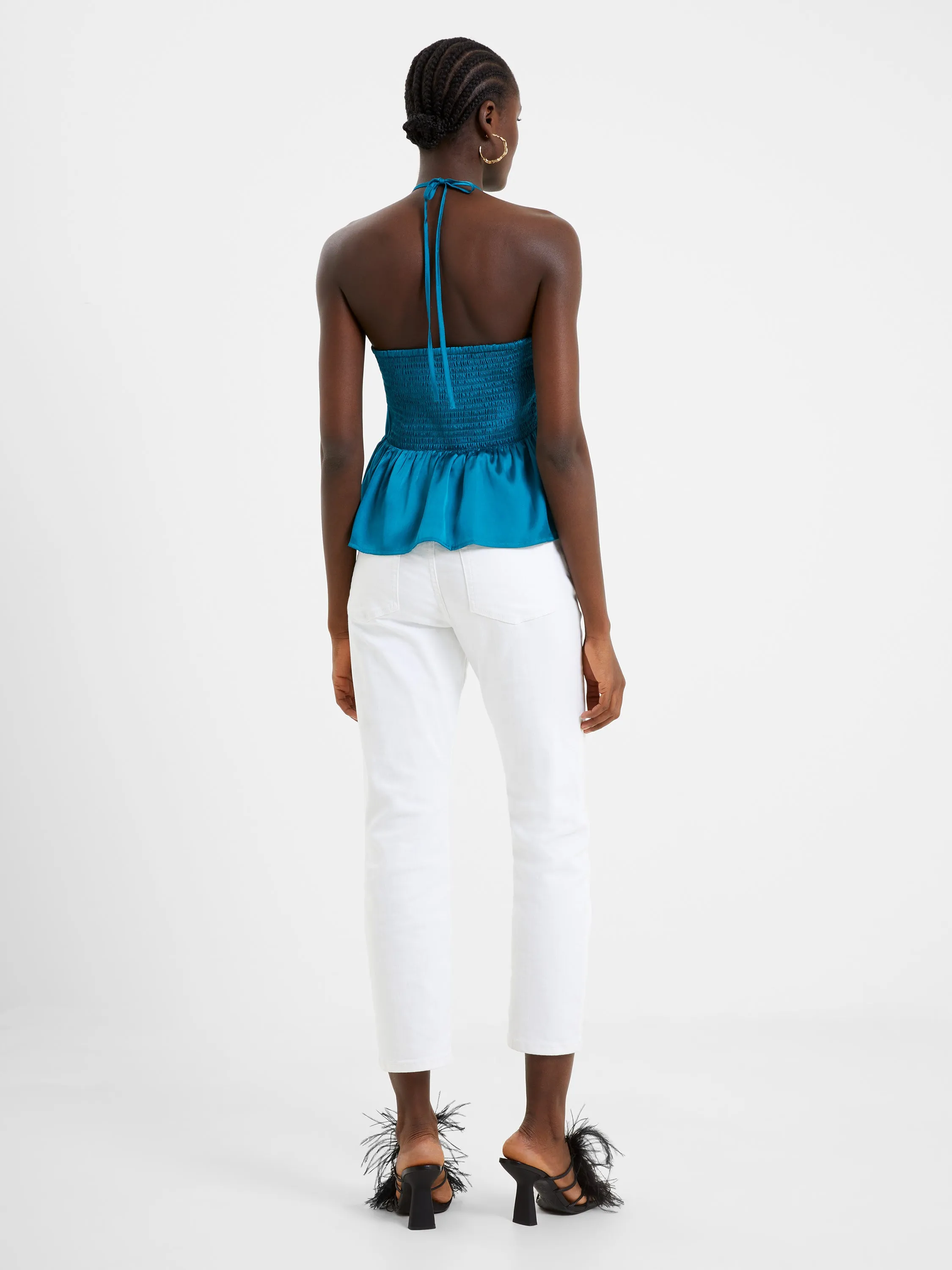 Inu Satin Halter Peplum Top