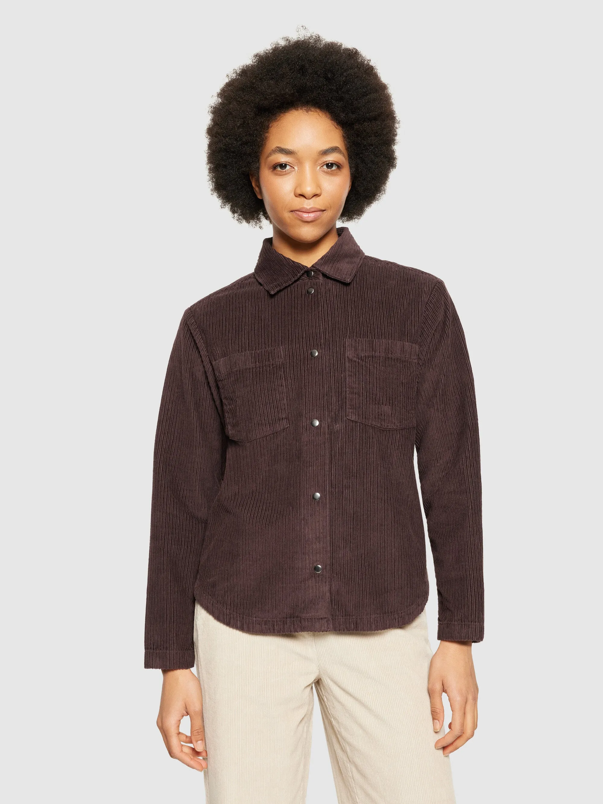 Irregular corduroy overshirt- GOTS/Vegan - Chocolate Plum