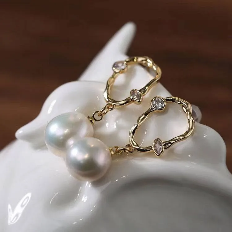 Irregular Pearl Drop Earrings