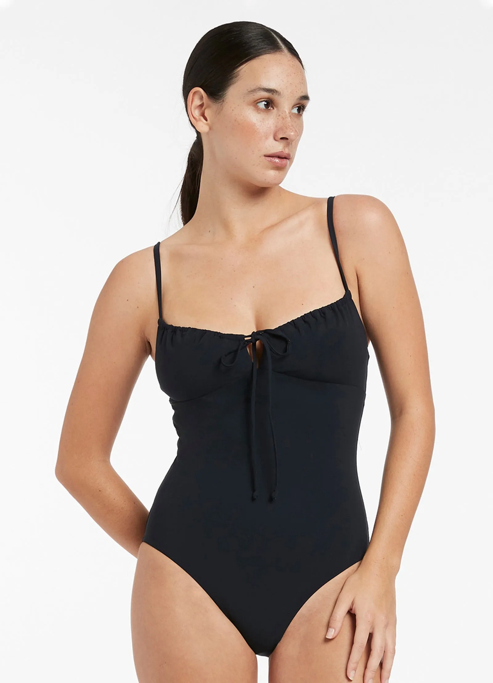 Jetset Gathered Front One Piece - Black