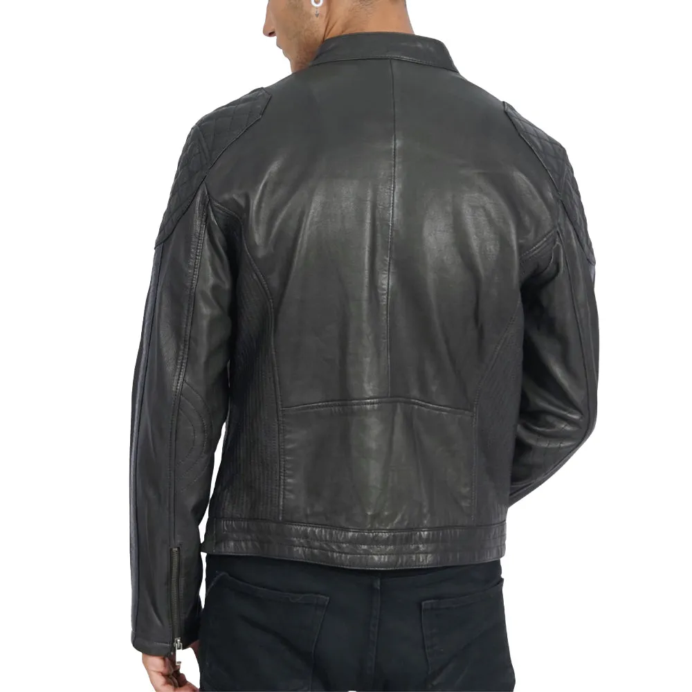 Keith Biker Black Leather Jacket