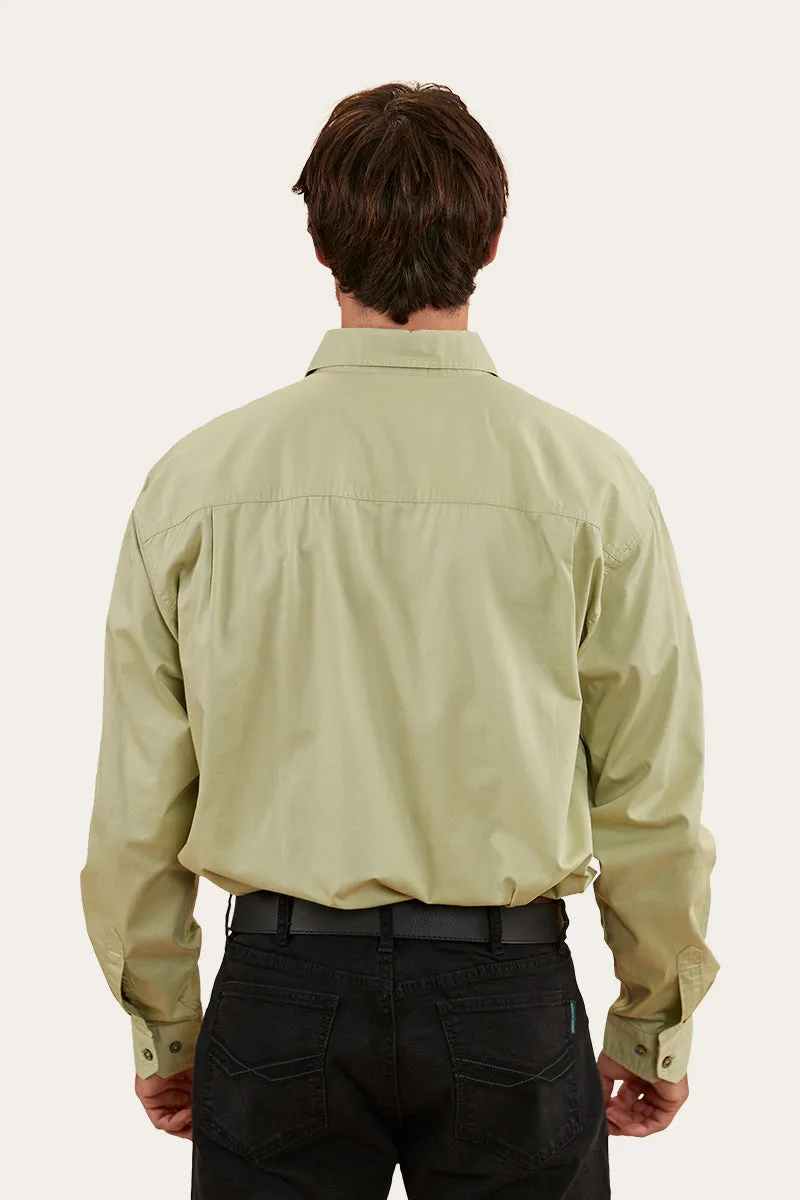 King River Mens Full Button Work Shirt - Pale Olive