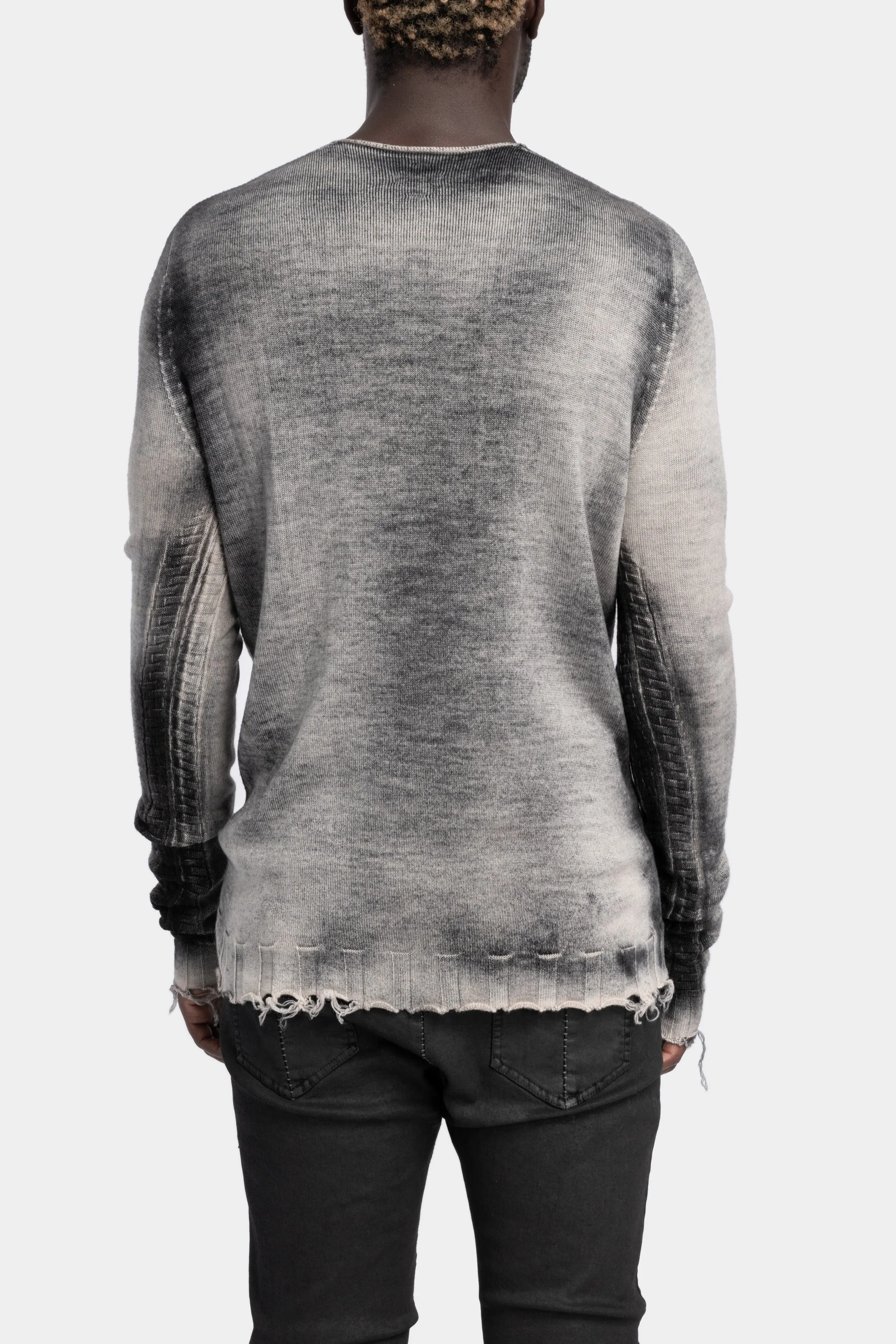 Knit wool sweater, Black Spray