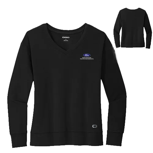 Ladies OGIO Luuma Flex Long Sleeve V-Neck-Black