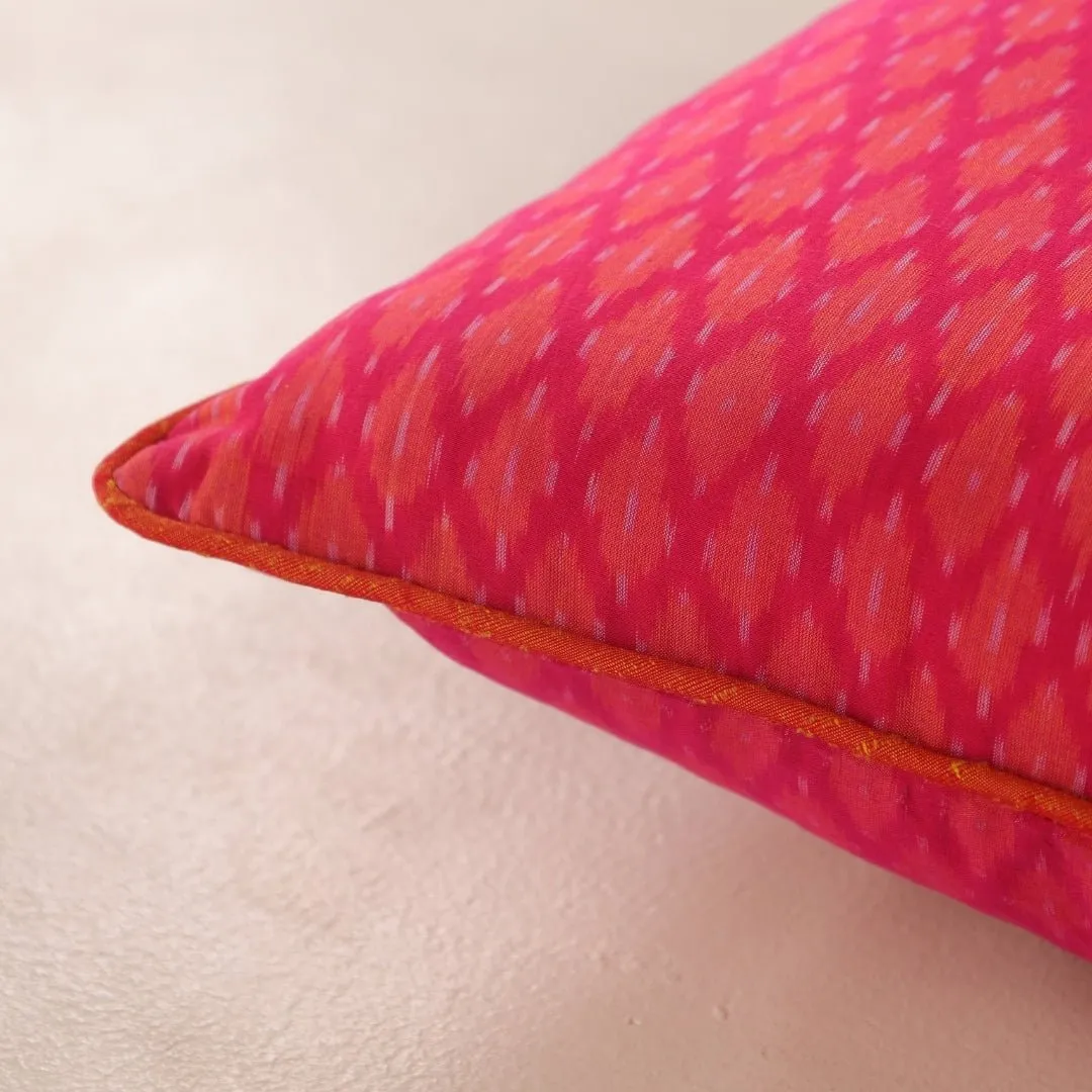 Magenta Square Cushion Cover In Silk & Cotton | 18" x 18" | Handmade In India