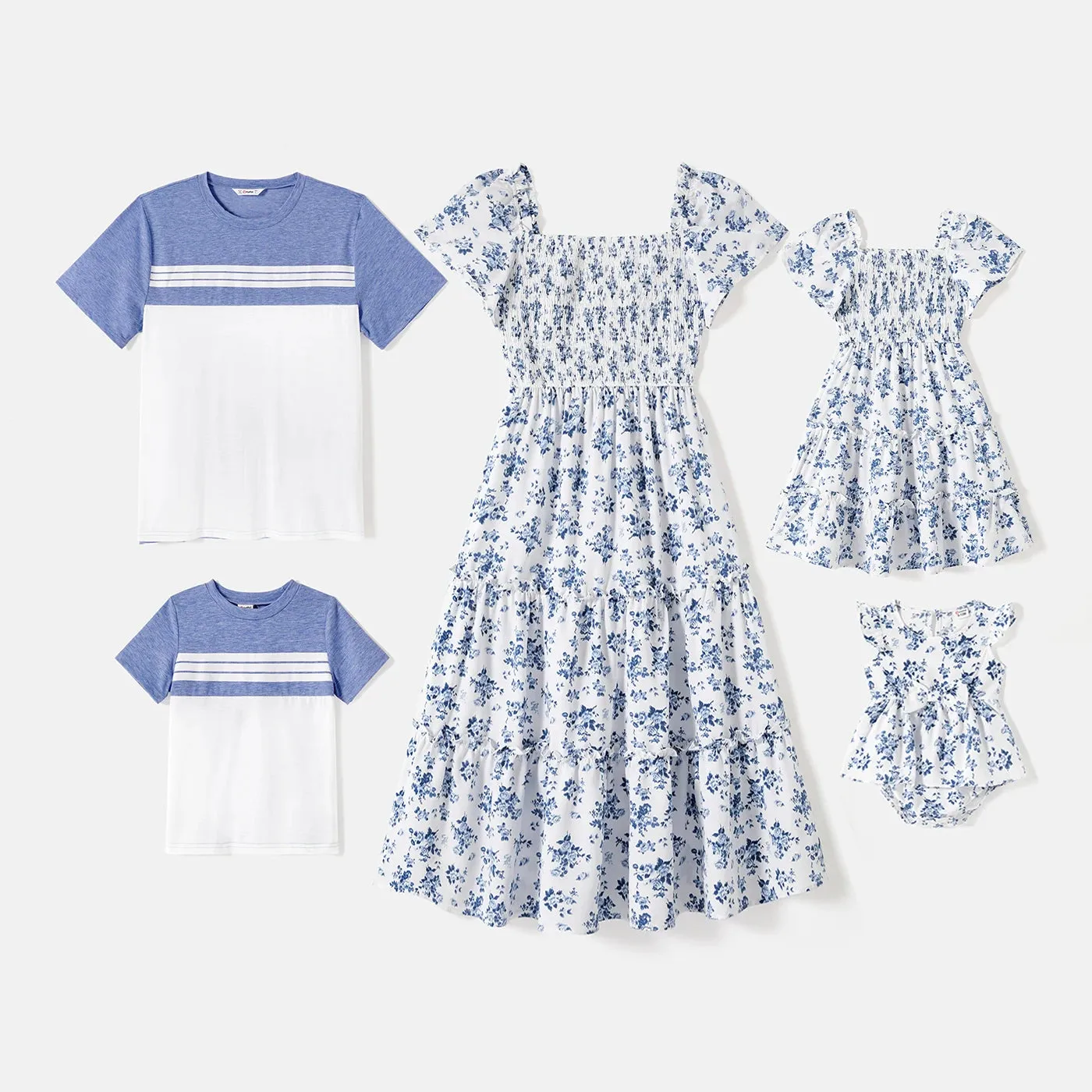 Matching Family Outfit - Allover Floral Print Shirred Tiered Dresses