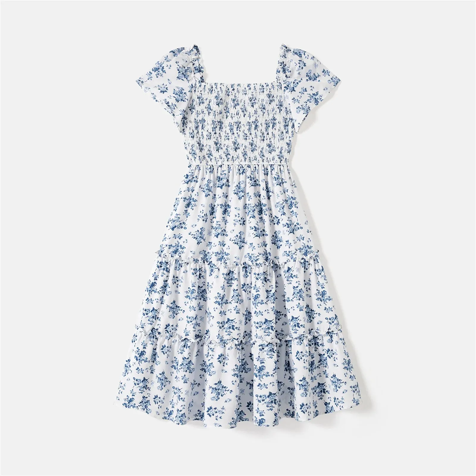 Matching Family Outfit - Allover Floral Print Shirred Tiered Dresses