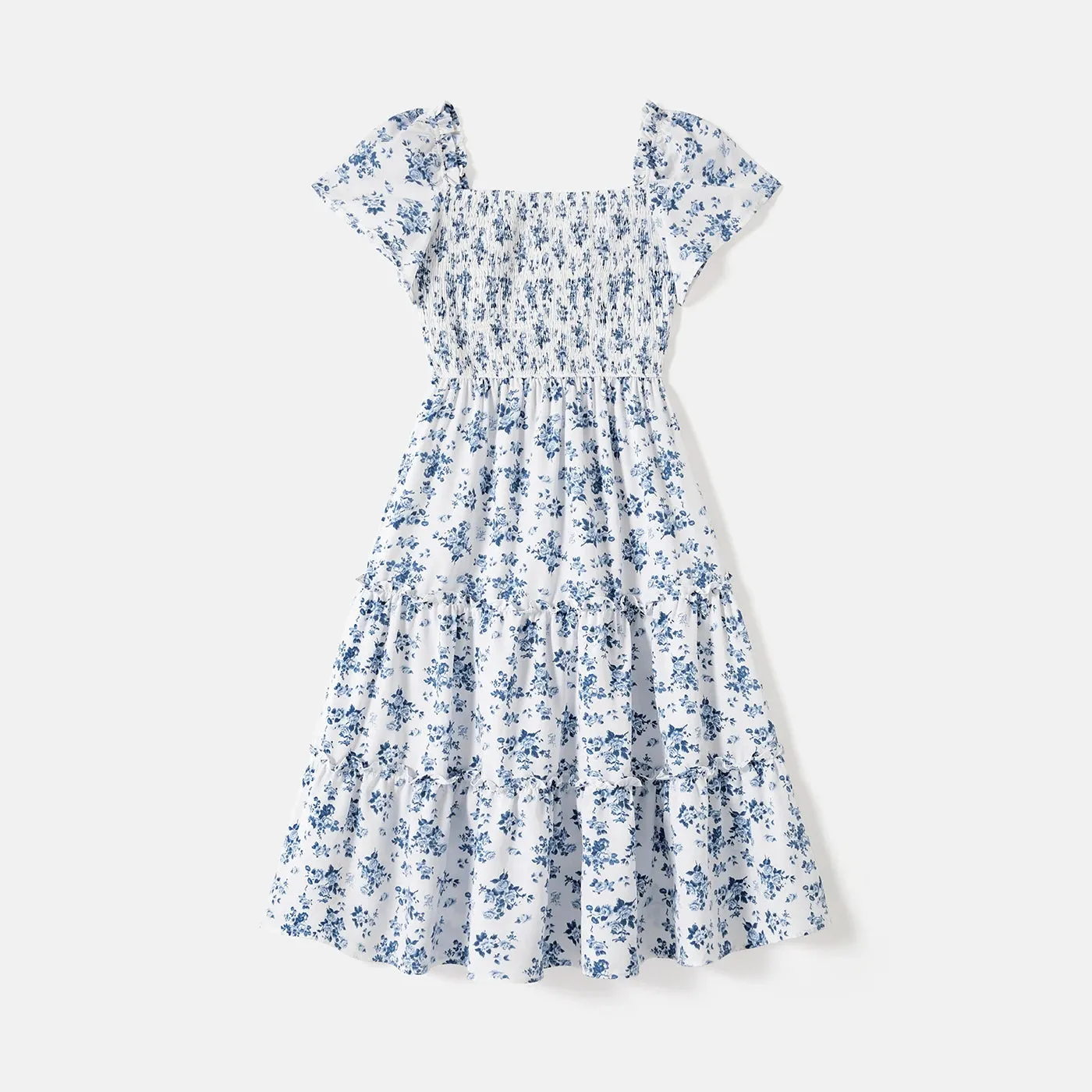 Matching Family Outfit - Allover Floral Print Shirred Tiered Dresses