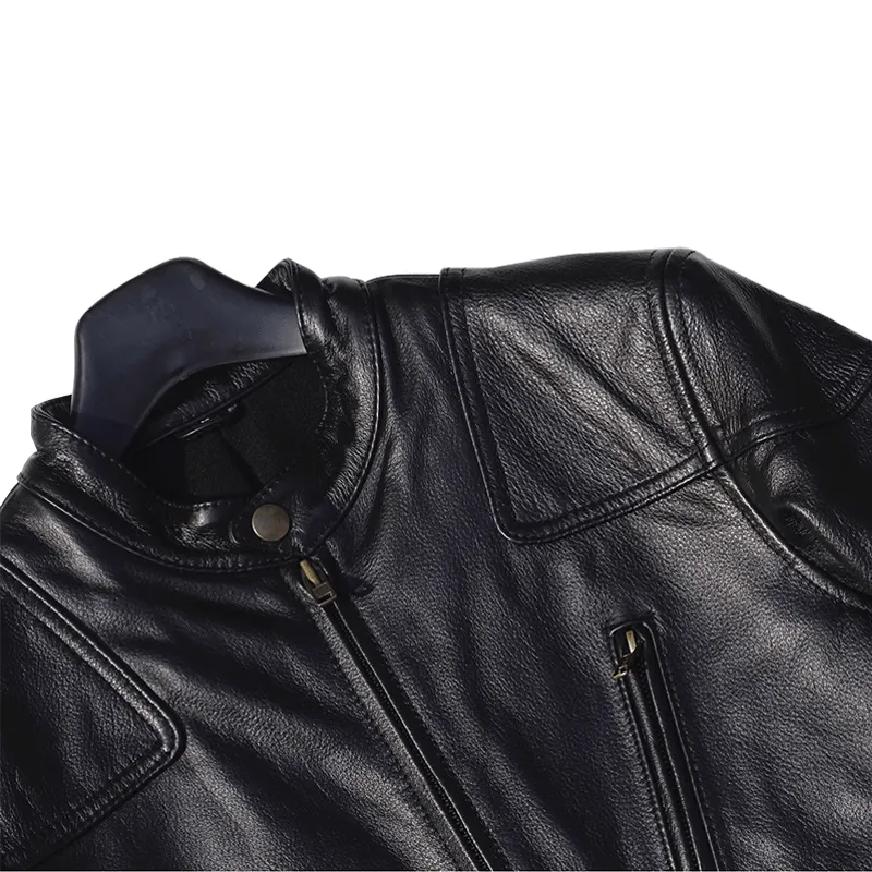 Maturelion Fashion Motorcycle Biker Genuine Leather Jacket