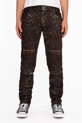 MENS BIKER JEANS IN MANDELA BROWN