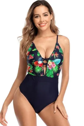 Navy Floral One Piece Swimsuit-NOT ELIGIBLE FOR EXCHANGE OR REFUND