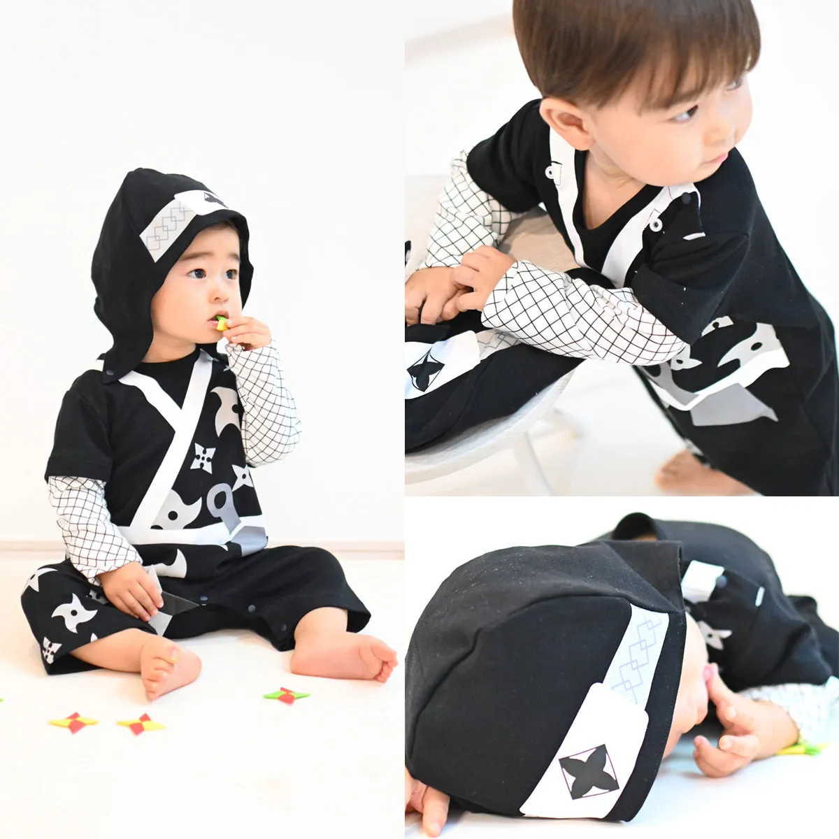 Ninja Baby Onesies with removable hood