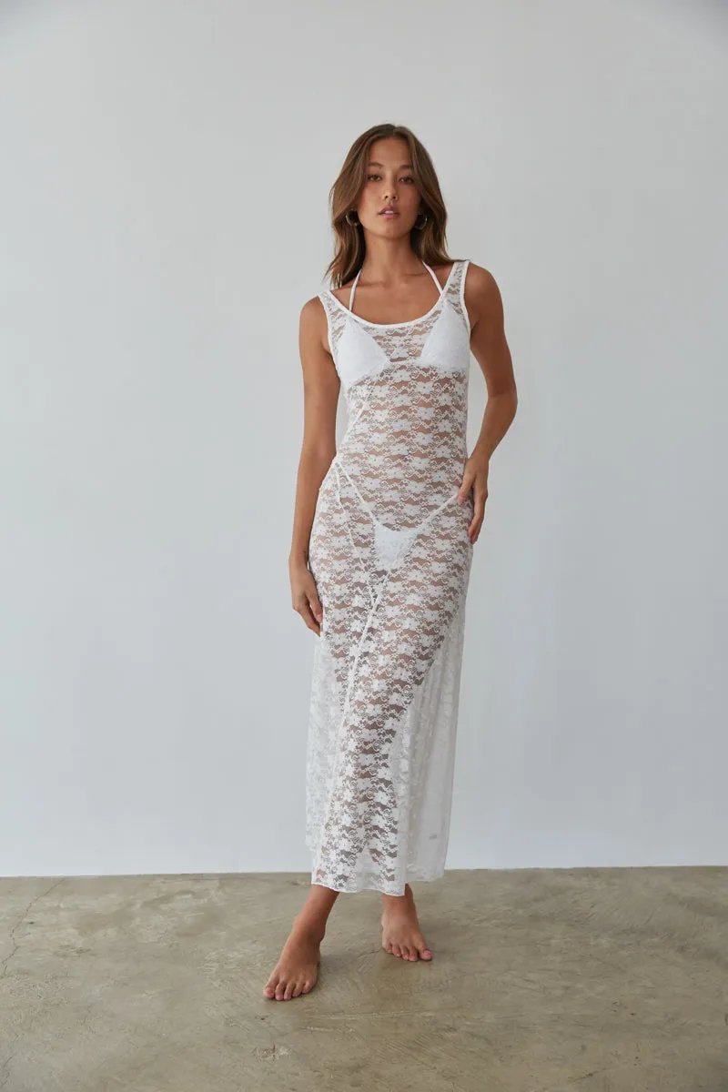 Nora Sheer Lace Cover-Up Maxi Dress