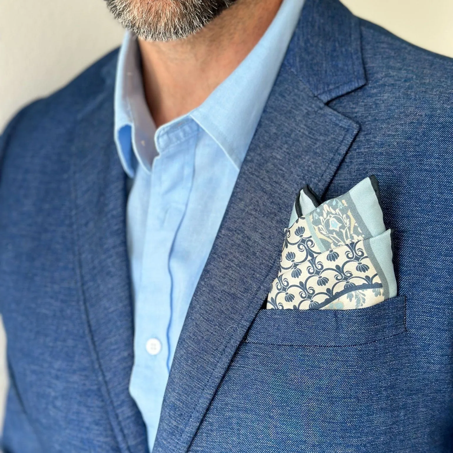 Portici - Silk Pocket Square - Dusty Blue