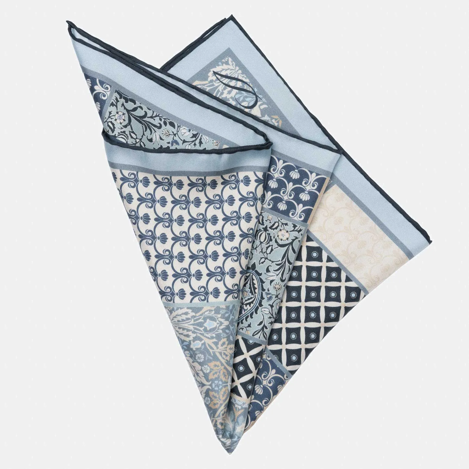 Portici - Silk Pocket Square - Dusty Blue