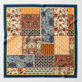 Portici - Silk Pocket Square - Orange & Blue