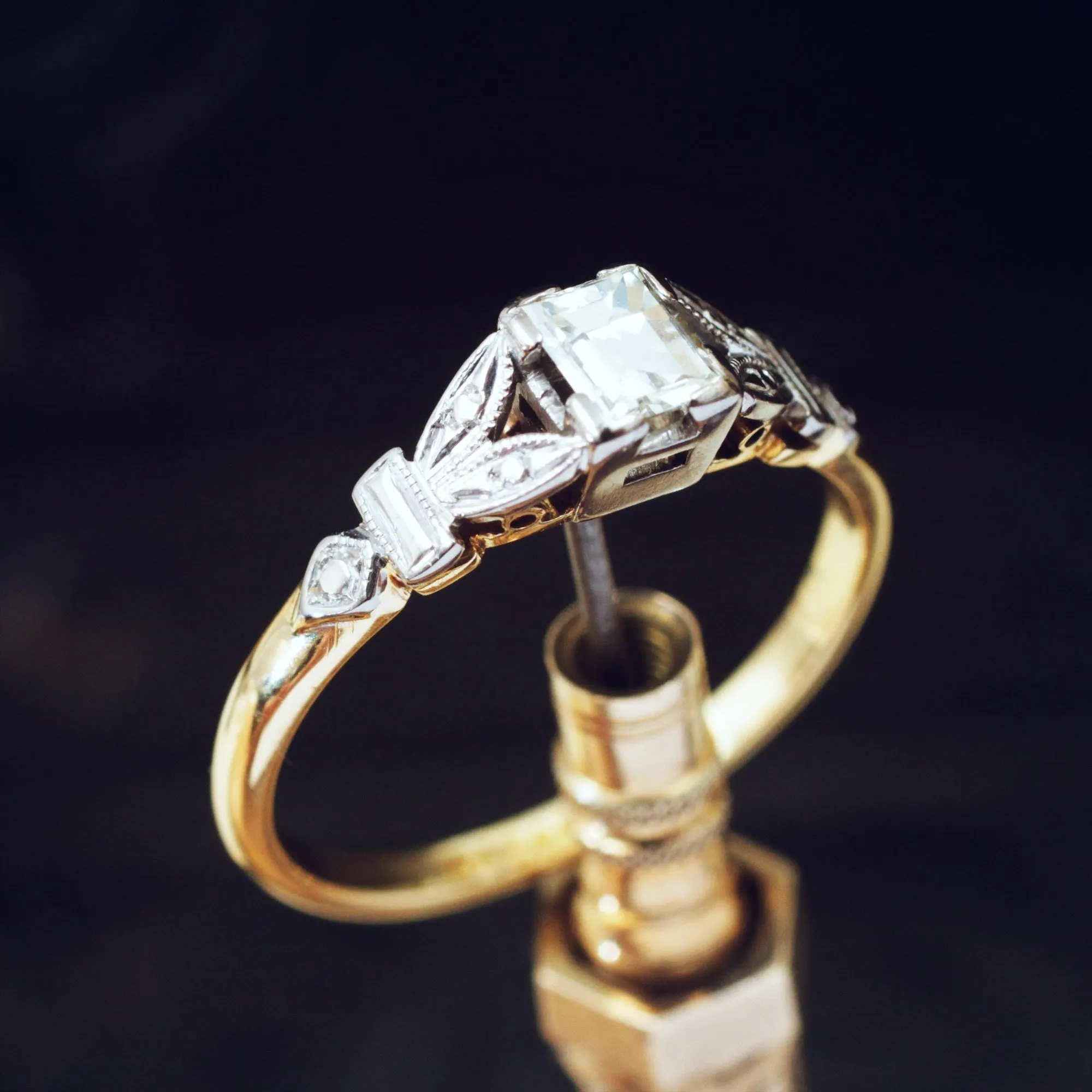 Rare Cut Vintage Diamond Solitaire Engagement Ring