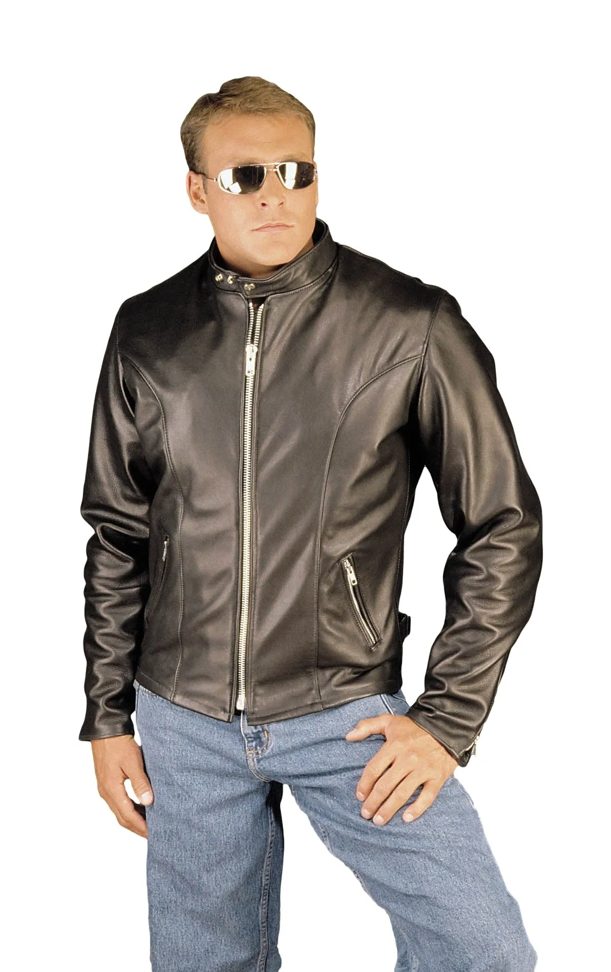 REED Men's Premium Quality Leather Motorcycle Coat Made in USA