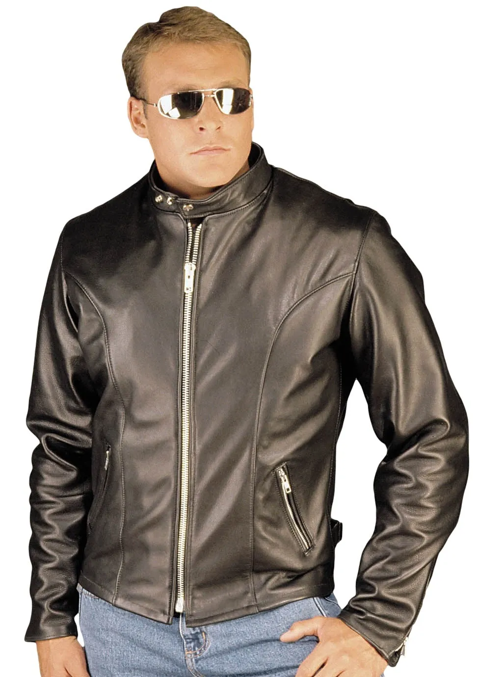 REED Men's Premium Quality Leather Motorcycle Coat Made in USA