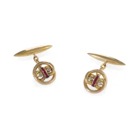 Ruby and Diamond Cuff Links