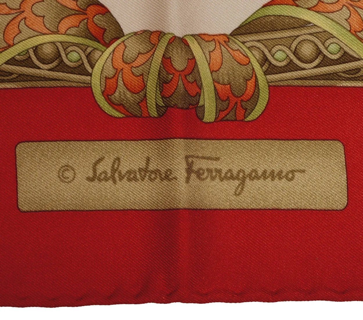 Salvatore Ferragamo Birds and Fruit Silk Twill Scarf 34” Square Made in Italy