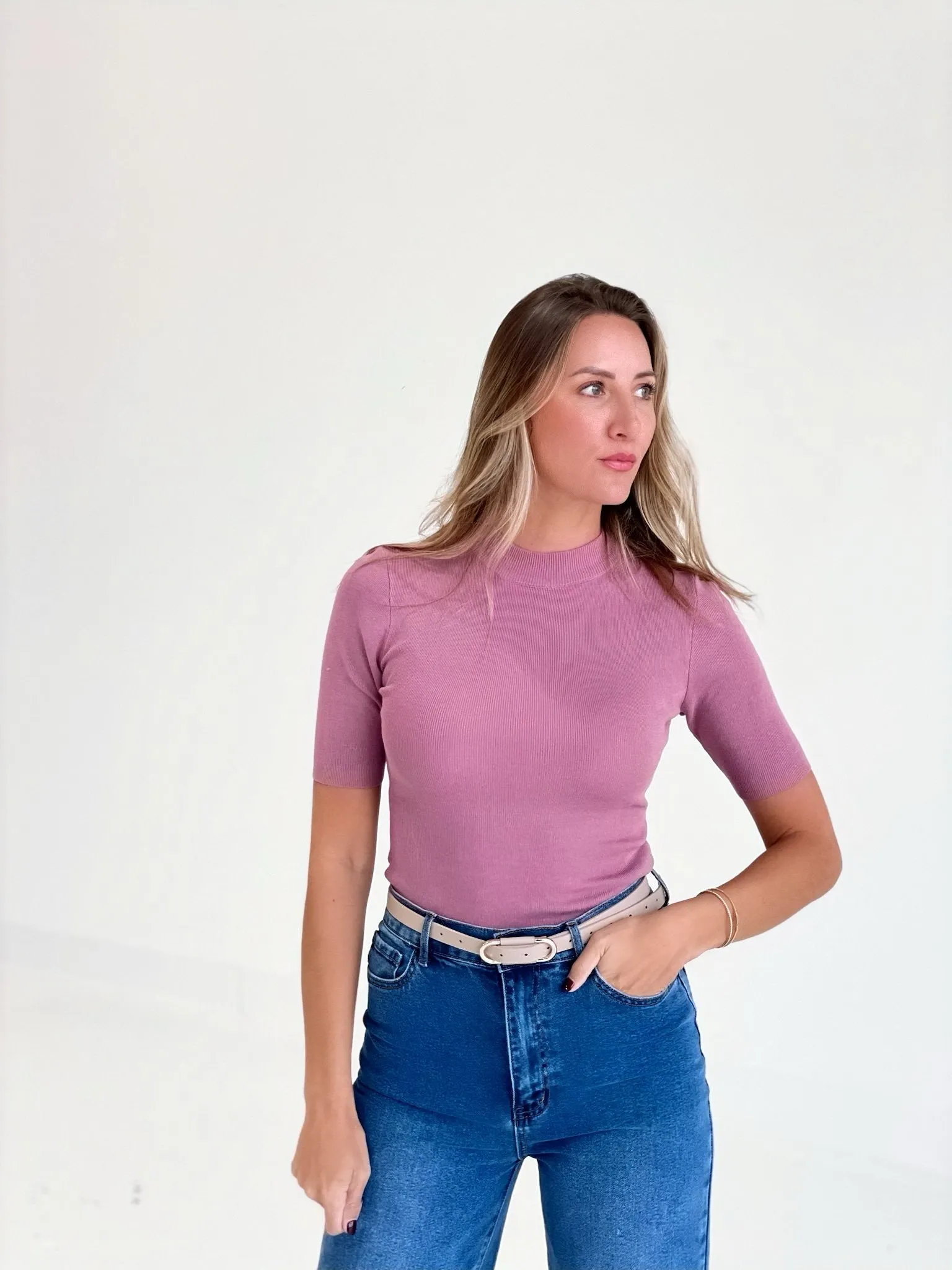 Sessums Mockneck Top - Mauve