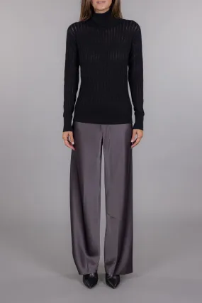 SHEER RIBBED TURTLENECK