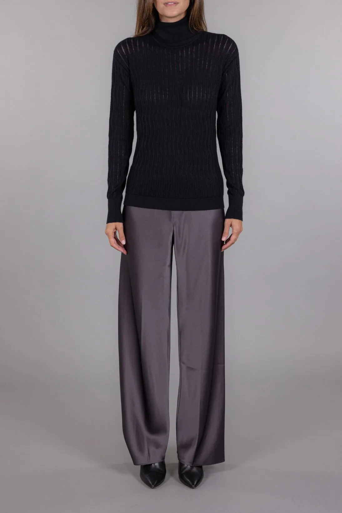 SHEER RIBBED TURTLENECK