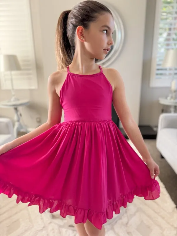 Sienna Girls Dress - Hot Pink