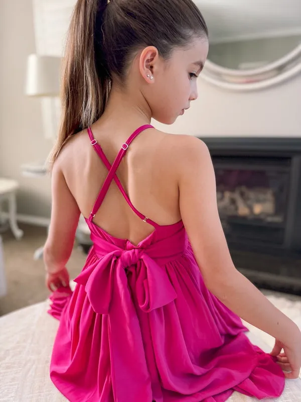 Sienna Girls Dress - Hot Pink