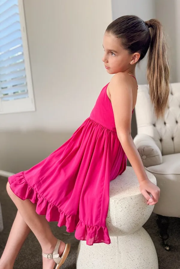 Sienna Girls Dress - Hot Pink