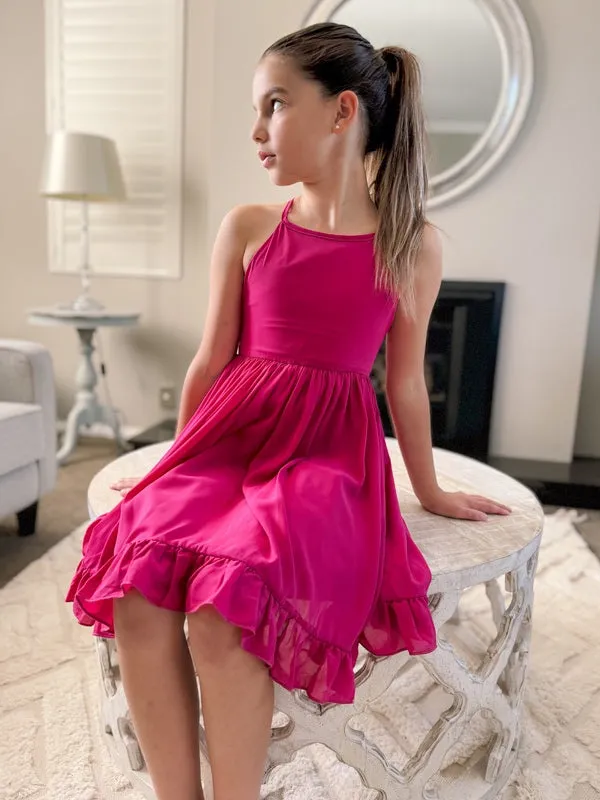 Sienna Girls Dress - Hot Pink