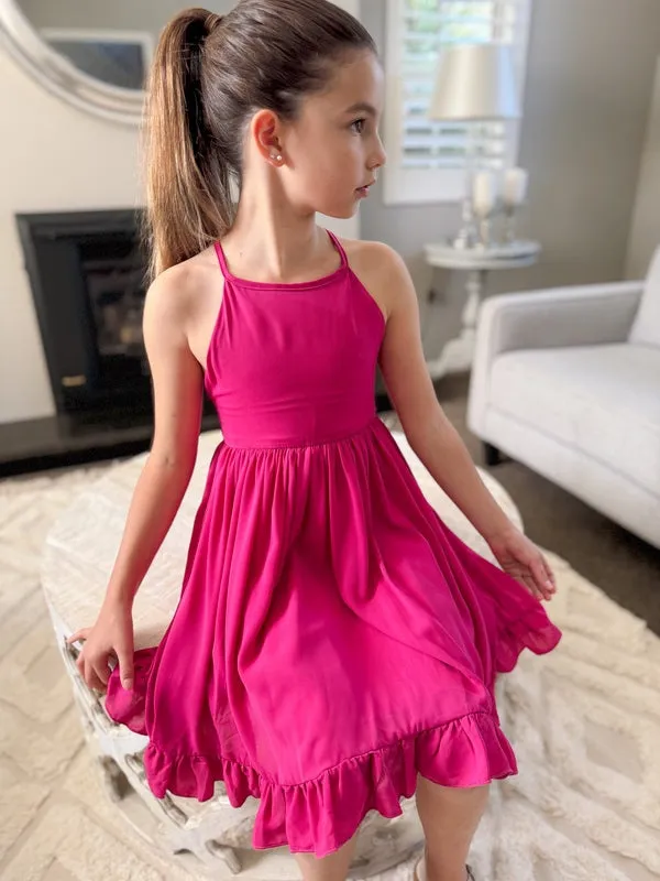 Sienna Girls Dress - Hot Pink