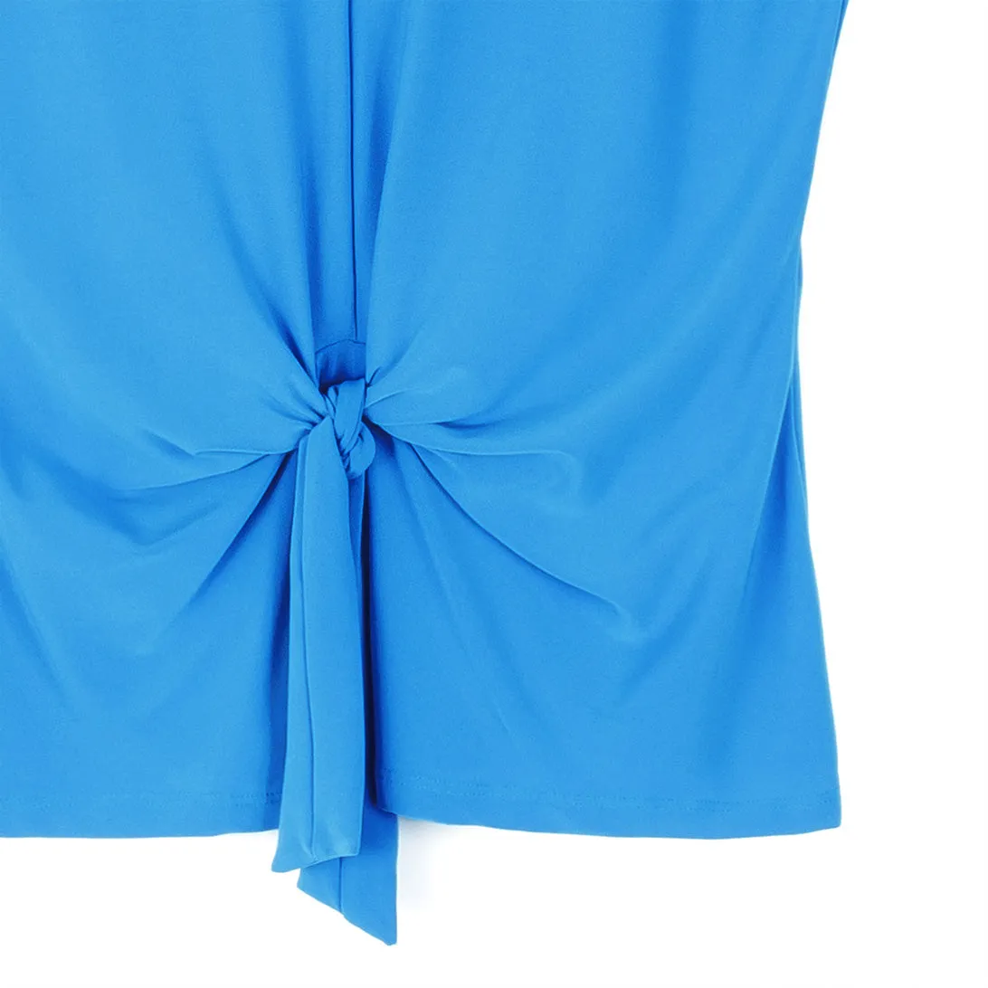 Sleeveless V-Neck Center Front Tie Top - Brilliant Blue - Final Sale!